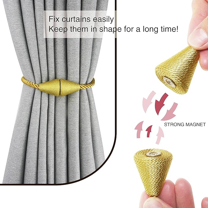 2 Pack Magnetic Curtain Tiebacks Rope Modern Handmade Curtain Tie Backs - Image 2