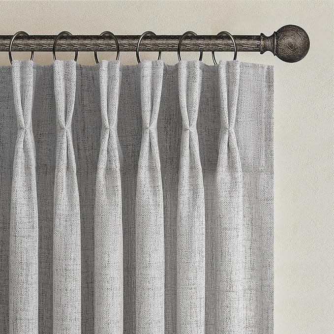 Linen Textured Sheer Light Grey Curtains 102 Inches Long - Image 7