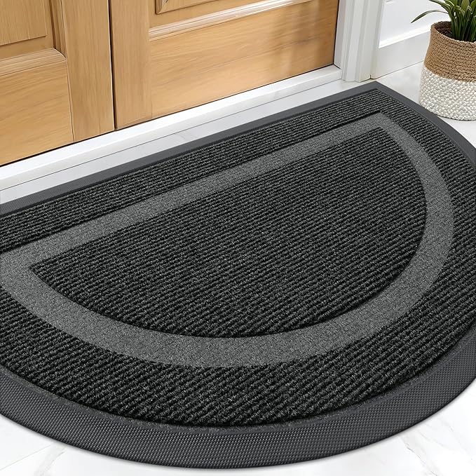 OLANLY Half Circle Door Mat Indoor Outdoor Entrance Welcome, Waterproof by OLANLY