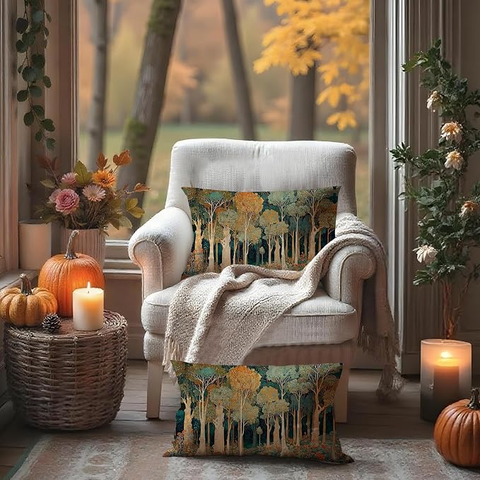 Rustic William Morris Inspired Forest Green Pillow Covers 12x20 Set of 2 - Image 3