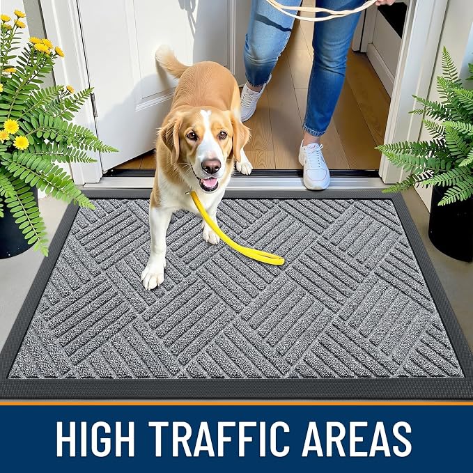 OLANLY Front Door Mat Outside Entrance 33x21, Heavy Duty Sturdy Natural Rubber - Image 5