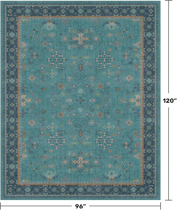 Boho 8x10 Large Teal Green Rugs - Image 2