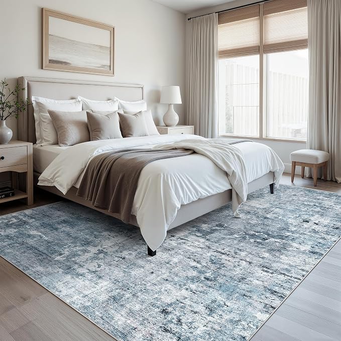 Abstract Rug 8x10 Large Living Room Rugs Neutral Modern Washable Area Rugs - Image 8
