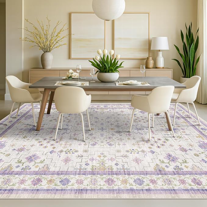 5x7 Light Purple Area Rug for Girls Bedroom, Living Room, Non Slip Washable - Image 6
