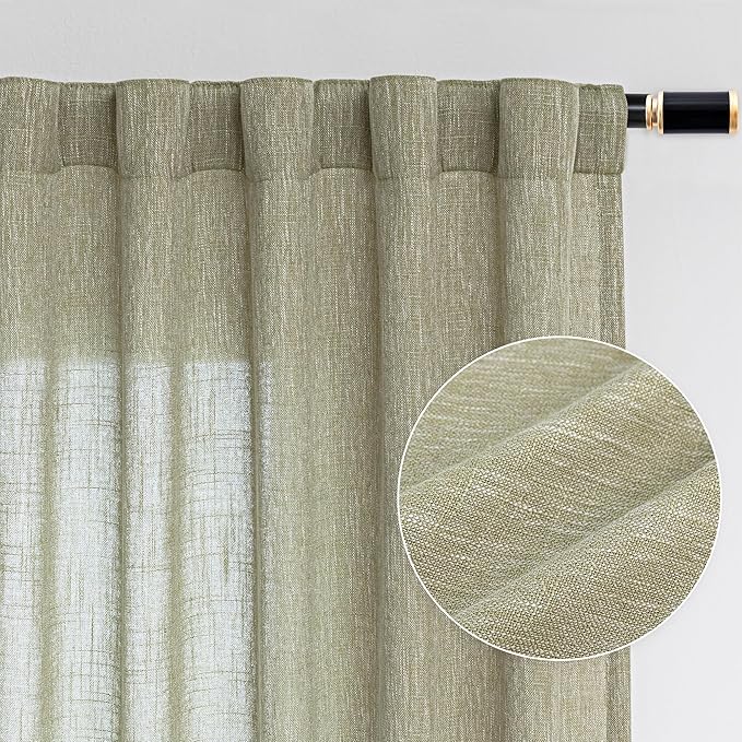 MYSKY HOME Sage Green Living Room Curtains 84 Inch Length 2 Panels Set by MYSKYHOME