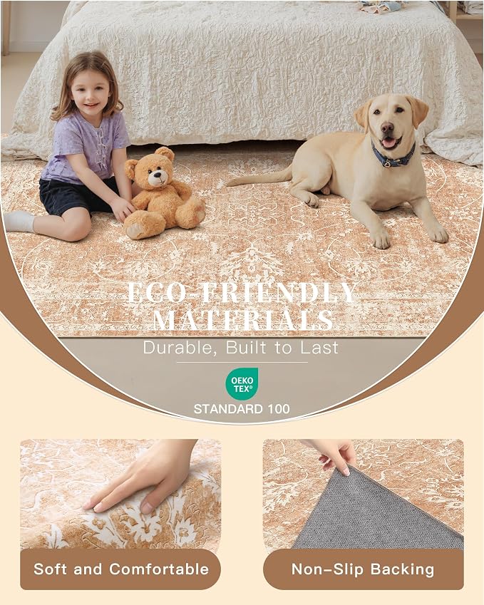 Madane Washable 6x9 Area Rugs for Living Room, Vintage Rug - Image 5