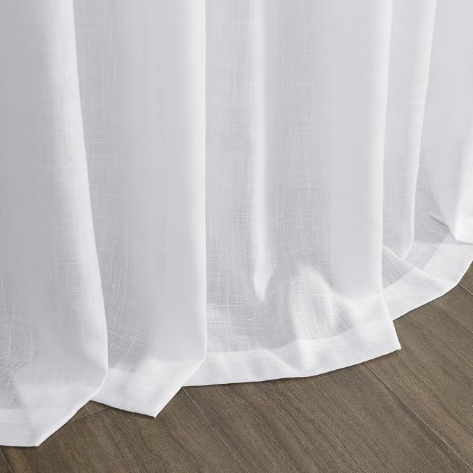 Nanspring Snow White Linen Curtains 84 Inch Length 2 Panels Set - Image 9