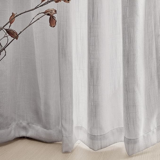 MYSKY HOME Short Curtains for Small Window, Boho Sheer Curtains 2 Panels Set - Image 6