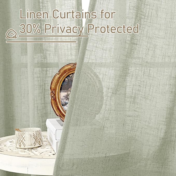 LAMIT Sage Grey Linen Curtains 72 Inch - Image 6