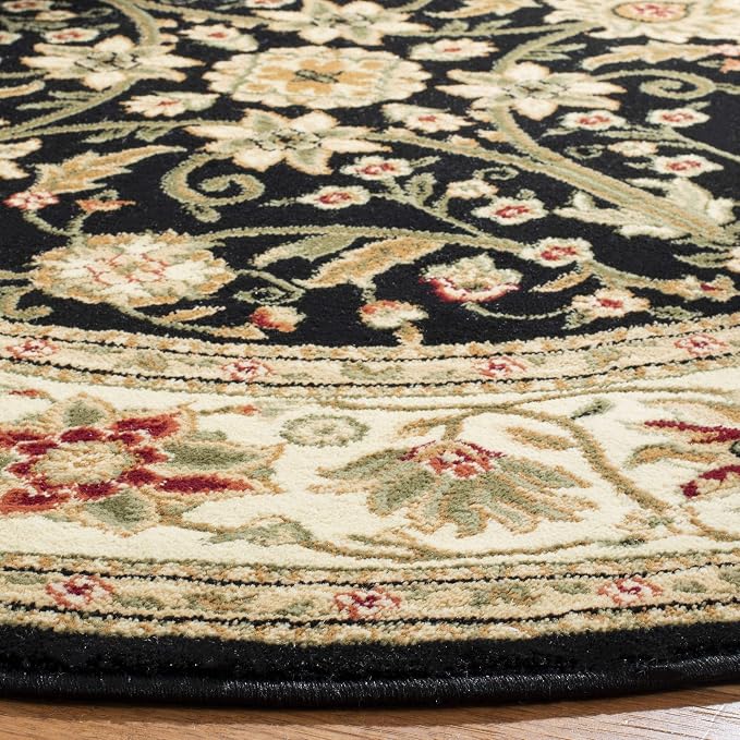 SAFAVIEH Lyndhurst Collection 8' Round Black/Ivory LNH212A Traditional Oriental - Image 3