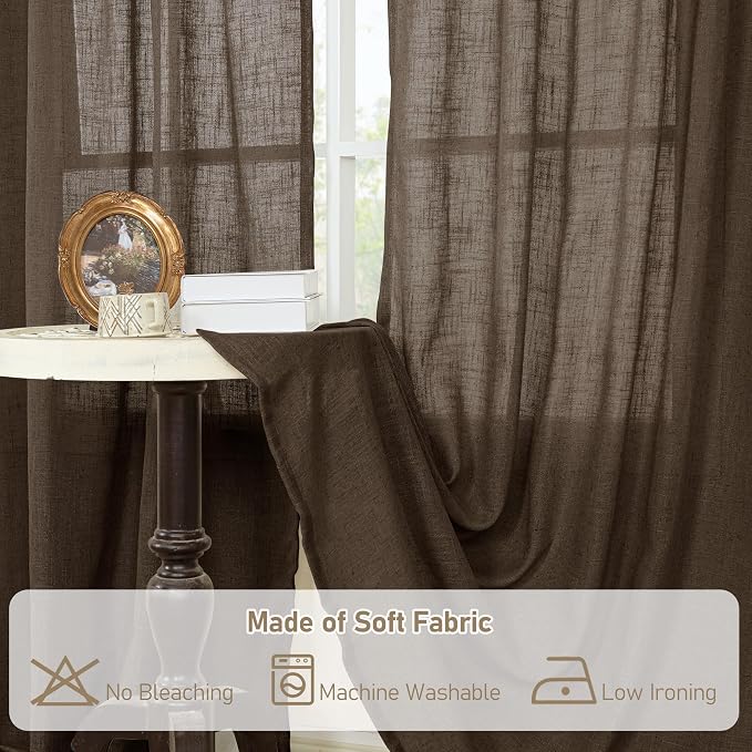 LAMIT 95 inches Long Linen Curtains - Image 9