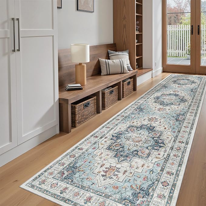 Madane Hallway Runner Rug 2'6''x10' Kitchen Runner, Non Slip Vintage Runners - Image 4