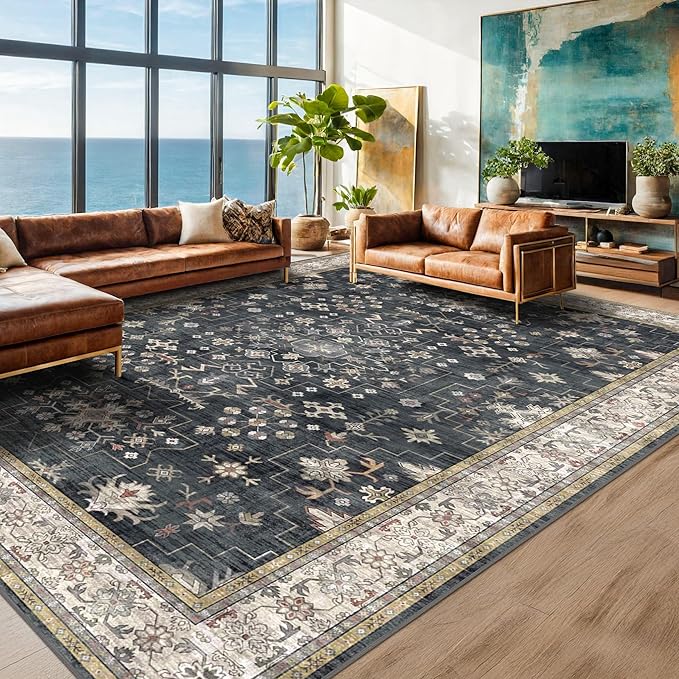 Boho Black Rug for Living Room - Image 8