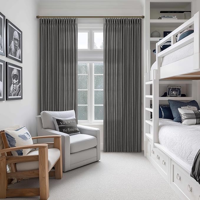Dark Grey Pinch Pleated Linen Semi Sheer Curtains - Image 7