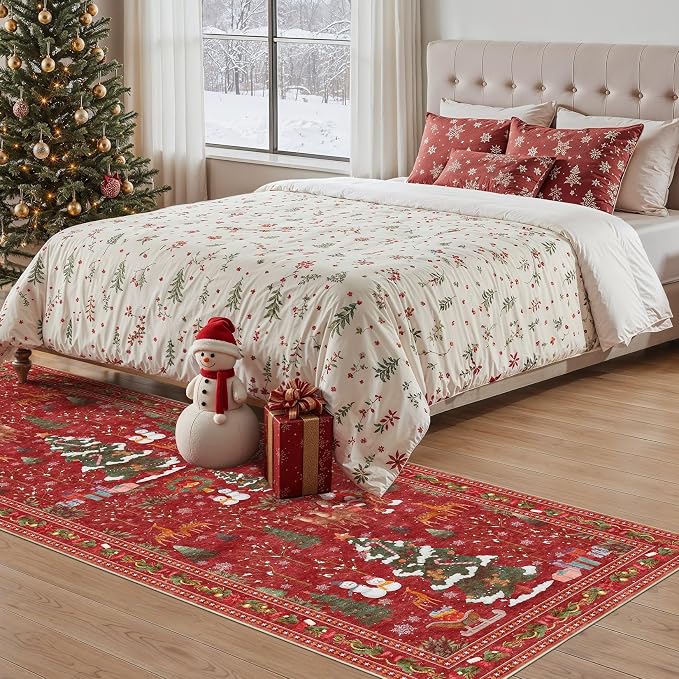UERMEI Christmas Runner Rug for Hallway: 3x8 Neutral Modern Festive Low Pile - Image 2