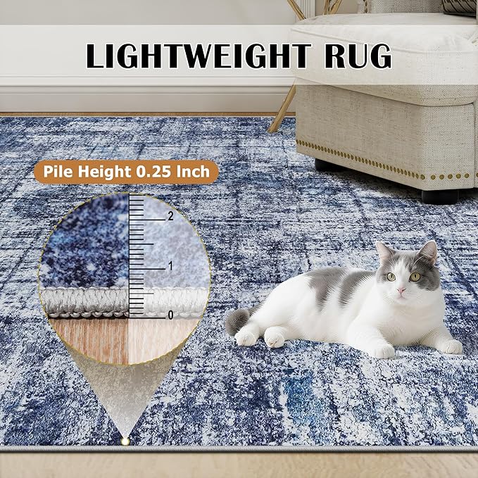 8x10 Area Rugs for Living Room Washable Rug: Anti-Skid Abstract Modern Living - Image 6