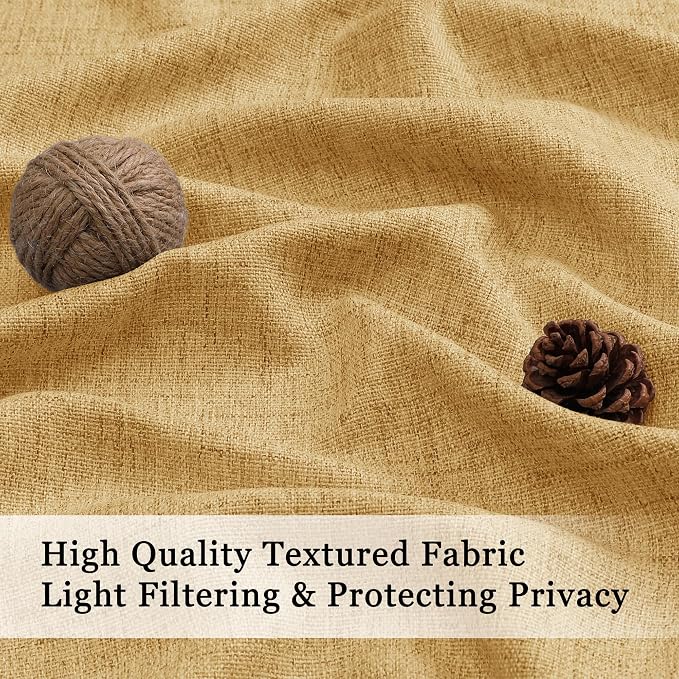 OWENIE Gold Valances for Windows 1 Pcs, Light Filtering Textured Farmhouse - Image 3