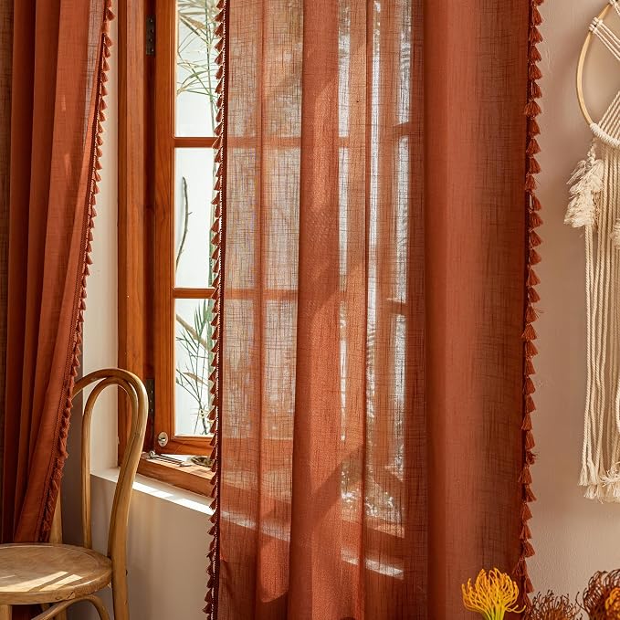 MYSKY HOME Door Curtains for Closet Doorways, 72 Inches Long Sheer Light - Image 5