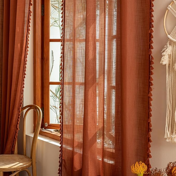 MYSKY HOME Boho Country Room Decor Long Curtains - Image 5
