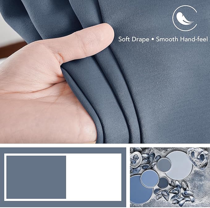 Deconovo Blackout Curtains, Thermal Insulated, W70 x L84 2 Panels, Back Tab - Image 7