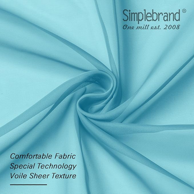 Simplebrand Turquoise Sheer Curtains 84 Inches Long 2 Panels, Light Filtering - Image 6