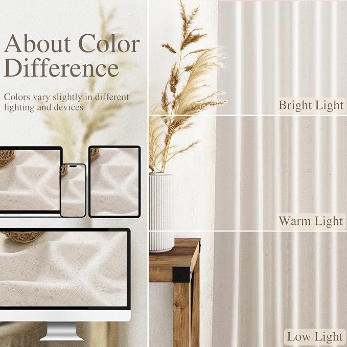 Beige Flax Linen Curtains 92 inches Long - Image 4