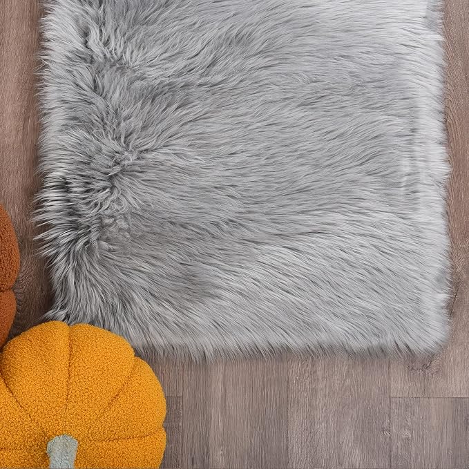 Goolela Grey Fluffy Fuzzy Rug for Bedroom Dorm 3x5 Gray Furry Faux Fur Shaggy - Image 7