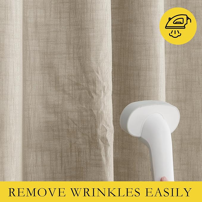 NICETOWN Taupe 100% Blackout Linen Curtains 72 inch Long Burg, Farmhouse Thick - Image 7