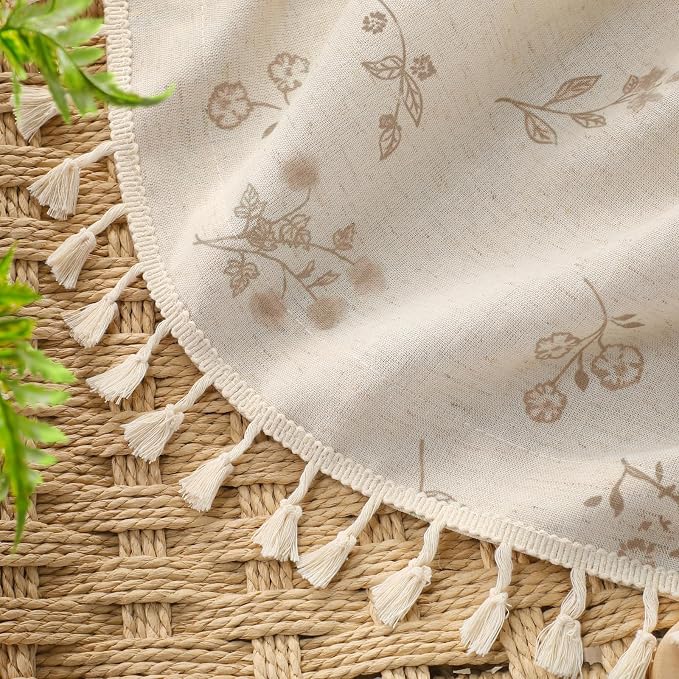 Boho Floral Spring 100% Blackout Curtains 84 Inch Length 2 Panels Set, Linen - Image 5