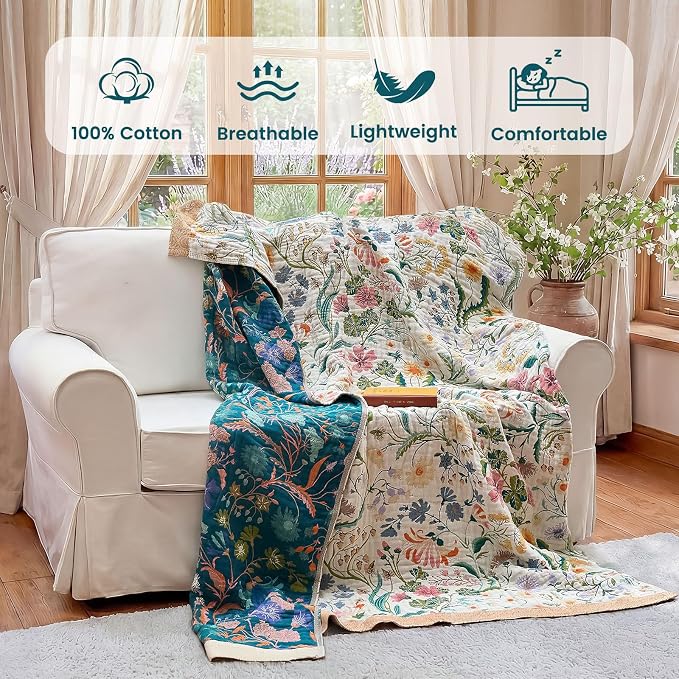 MSGKV The Boho Layer: 60"x80" Cotton Throw Blanket – Full Size - Image 2