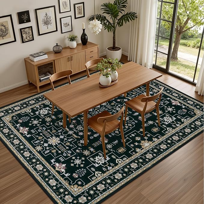 4x6 Area Rugs for Living Room: Washable Rug Soft Vintage Boho Medallion Carpet - Image 4