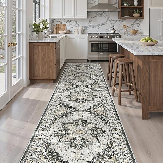 Madane Hallway Runner Rug 2'6''x12' Kitchen Runner, Non Slip Vintage Runners - Image 2