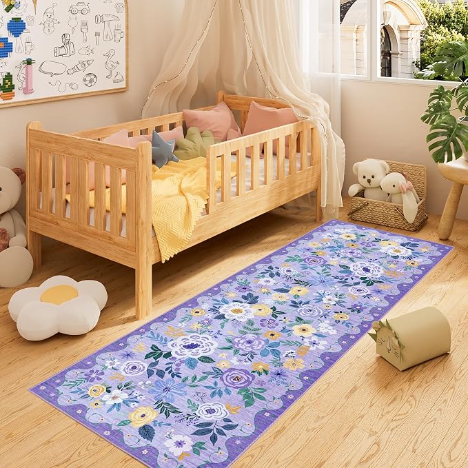 DUKINO 2x6 Runner Rug for Hallway, Washable Kitchen Rugs Non Slip, Floral - Image 4