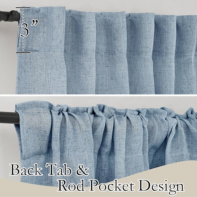 RYB HOME Blue Linen Sheer Curtains - Image 3