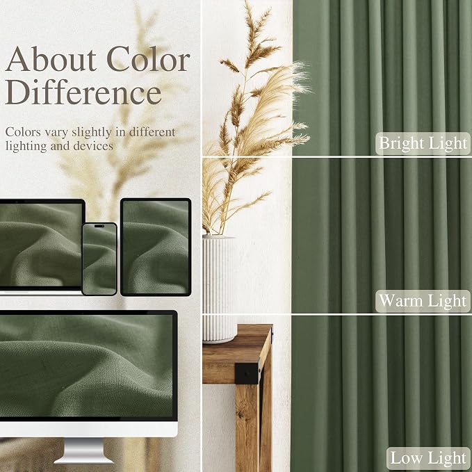 Nanspring Olive Green Linen Curtains - Image 4