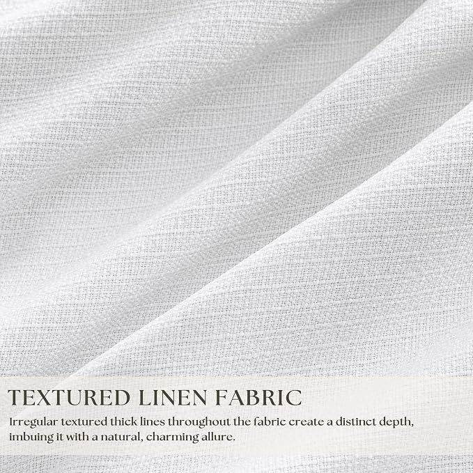 Snow White Pleated Linen 100% Blackout Curtains 80 Inches Long | Pinch Pleat - Image 3