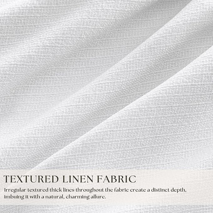 Snow White Pleated Linen 100% Blackout Curtains 96 Inches Long | Pinch Pleat - Image 3
