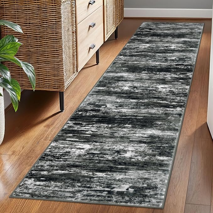 KOZYFLY Modern Abstract Washable Rug Runner 2x7 Hallway Runner Rug Non-Slip by KOZYFLY