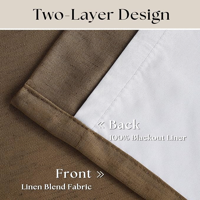 Dutch Cocoa Pleated Black Out Linen 45 Inch Curtains - Image 4