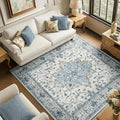 Area Rugs Square 6ft Washable Non-Slip, Floral Vintage Distress Print Pattern by RELEANY