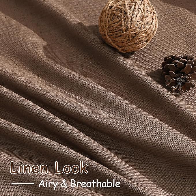 Extra Long Caramel Brown Linen Curtains 2 Panels 102 Inches Long - Image 5