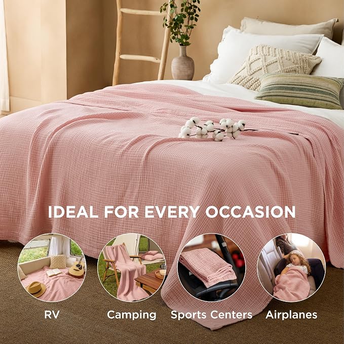 Bedsure 100% Cotton Muslin Blanket King Size - Image 4