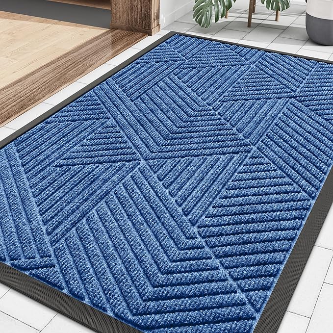 Smiry Front Door Mat Outside Entrance, Heavy Duty Sturdy Natural Rubber Doormat by Smiry