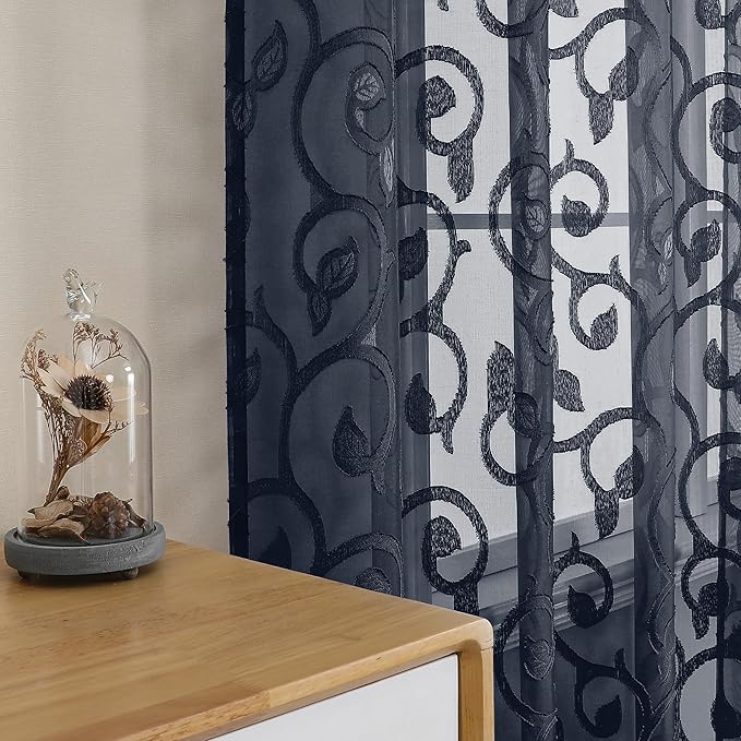 OWENIE Furman Sheer Curtains 63 inch Length - Image 2