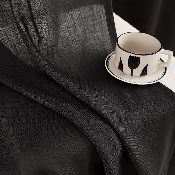 Black Linen Curtains 45 inches Long - Image 2