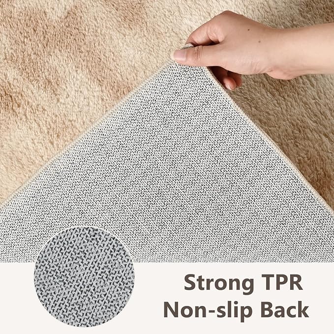 3x5 Tie-dye Beige Area Rug Washable Non-Slip Soft Thin - Image 6