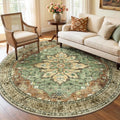 RELEANY Area Rugs 6ft Washable Non-Slip, Floral Vintage Distress Print Pattern by RELEANY