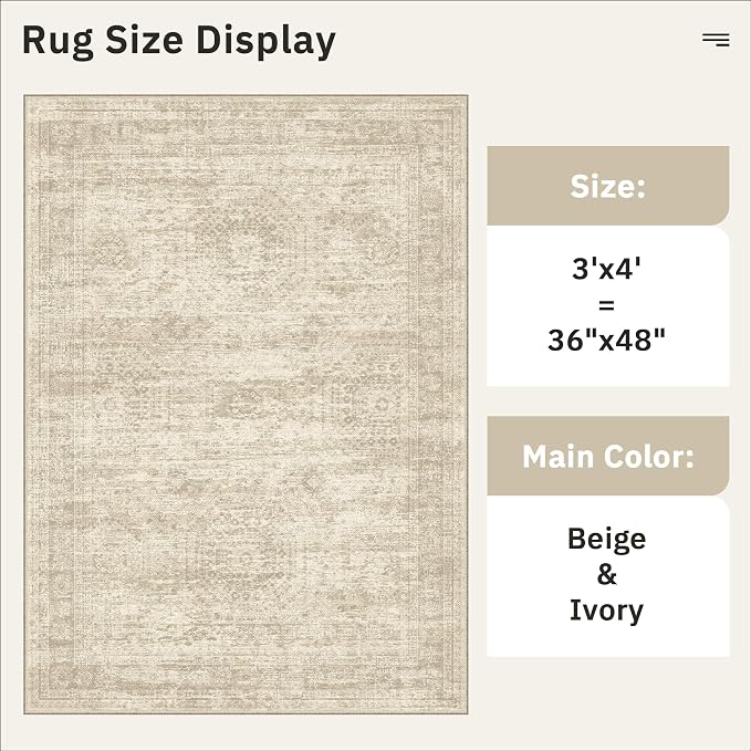 3x4 Rug, Small Area Rug for Kitchen, Machine Washable Non-Slip Throw Rug - Image 5