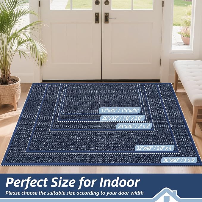 BEQHAUSE Dirt Trapper Door Mat 36" x 60", Non-Slip Washable Doormats, Low - Image 2