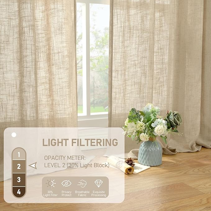 LAMIT Brown Linen Curtains 84 inches - Image 4